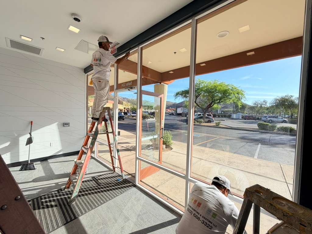 Commercial storefront painting preparation