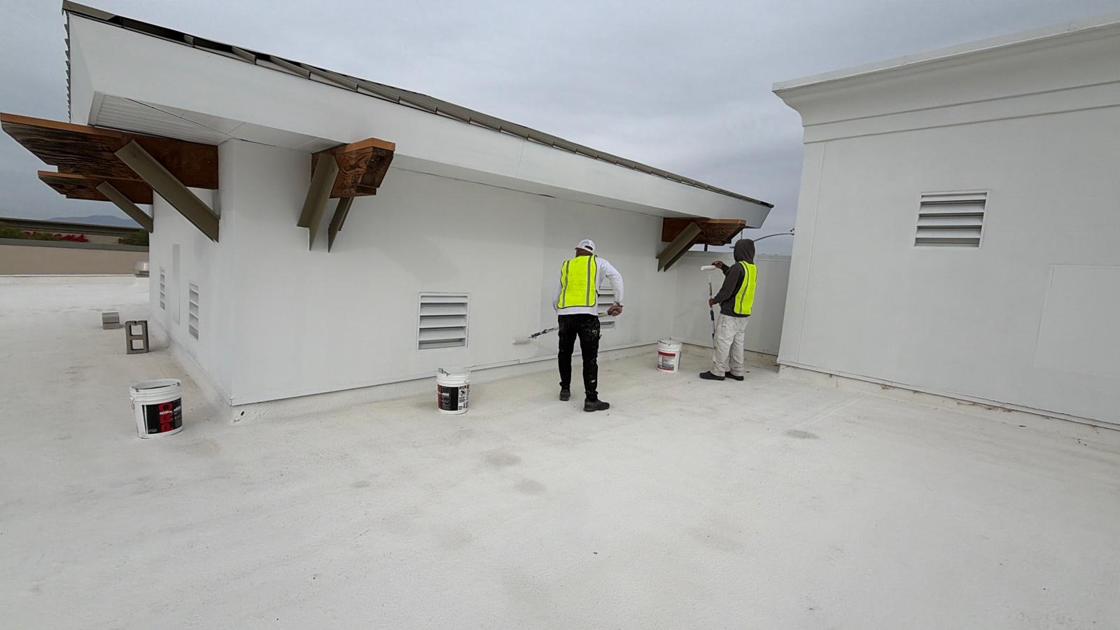 Commercial exterior painting in progress